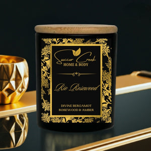 Black & Gold Signature Coconut Wax Candle Collection, Proven Non-Toxic Organic Vegan 12oz