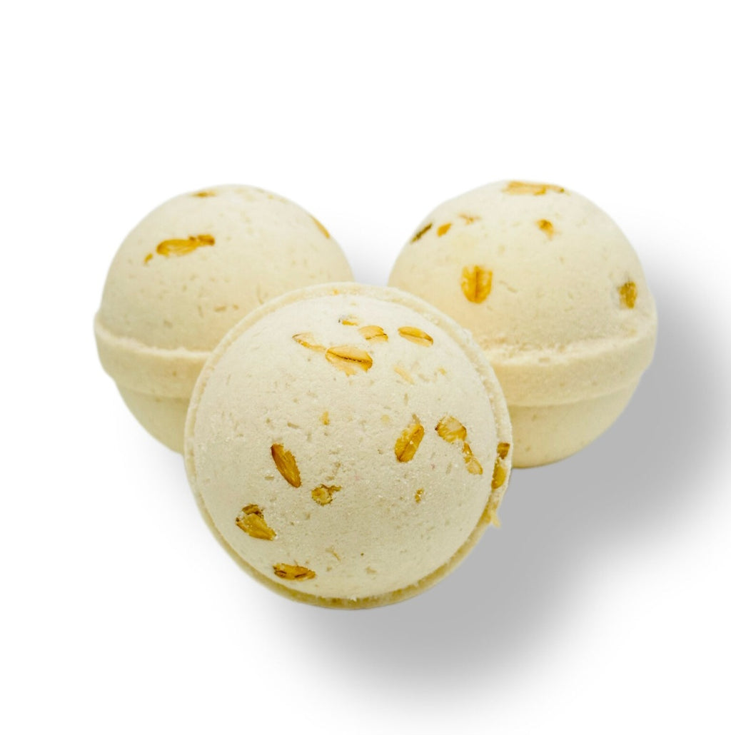 Three bath bombs with oats