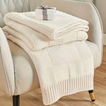 Load image into Gallery viewer, Chic and Soft Knitted Throw Blanket, Cream
