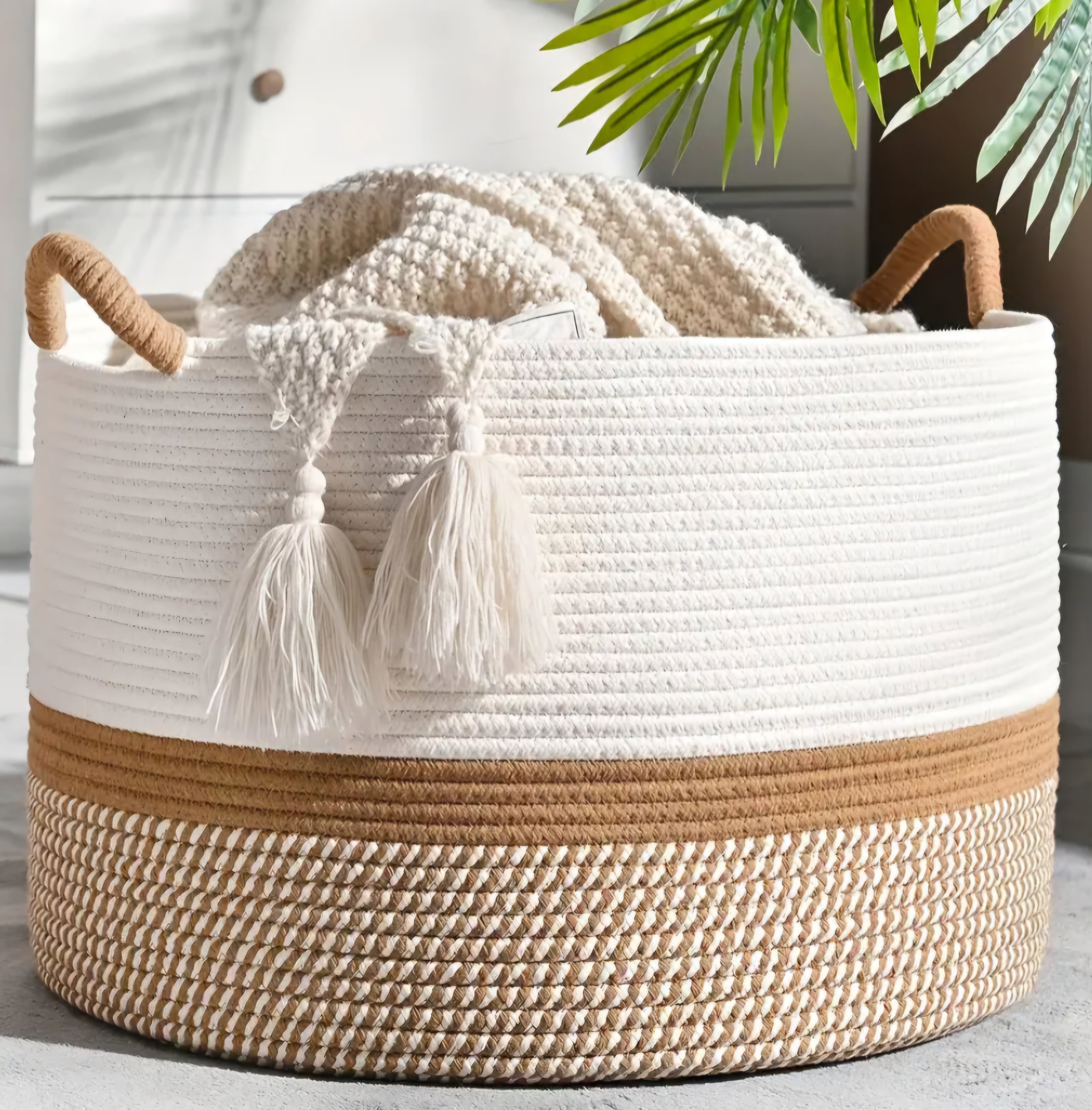 Woven Roped Cotton Basket