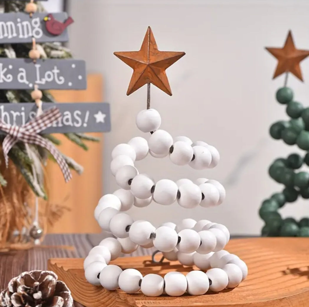 Wooden Beads Christmas Tree Accents